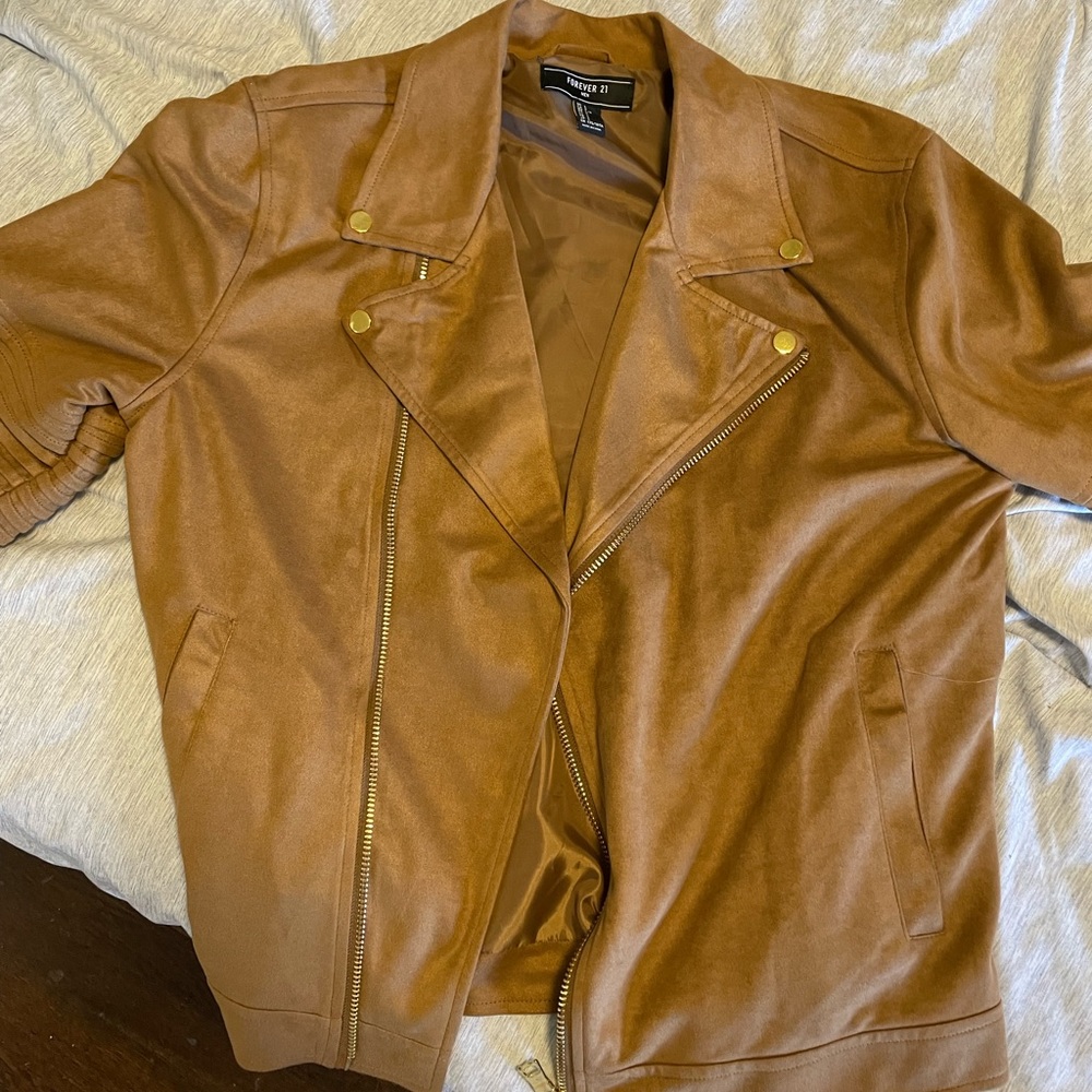 Forever 21 mens suede motorcycle jacket LARGE